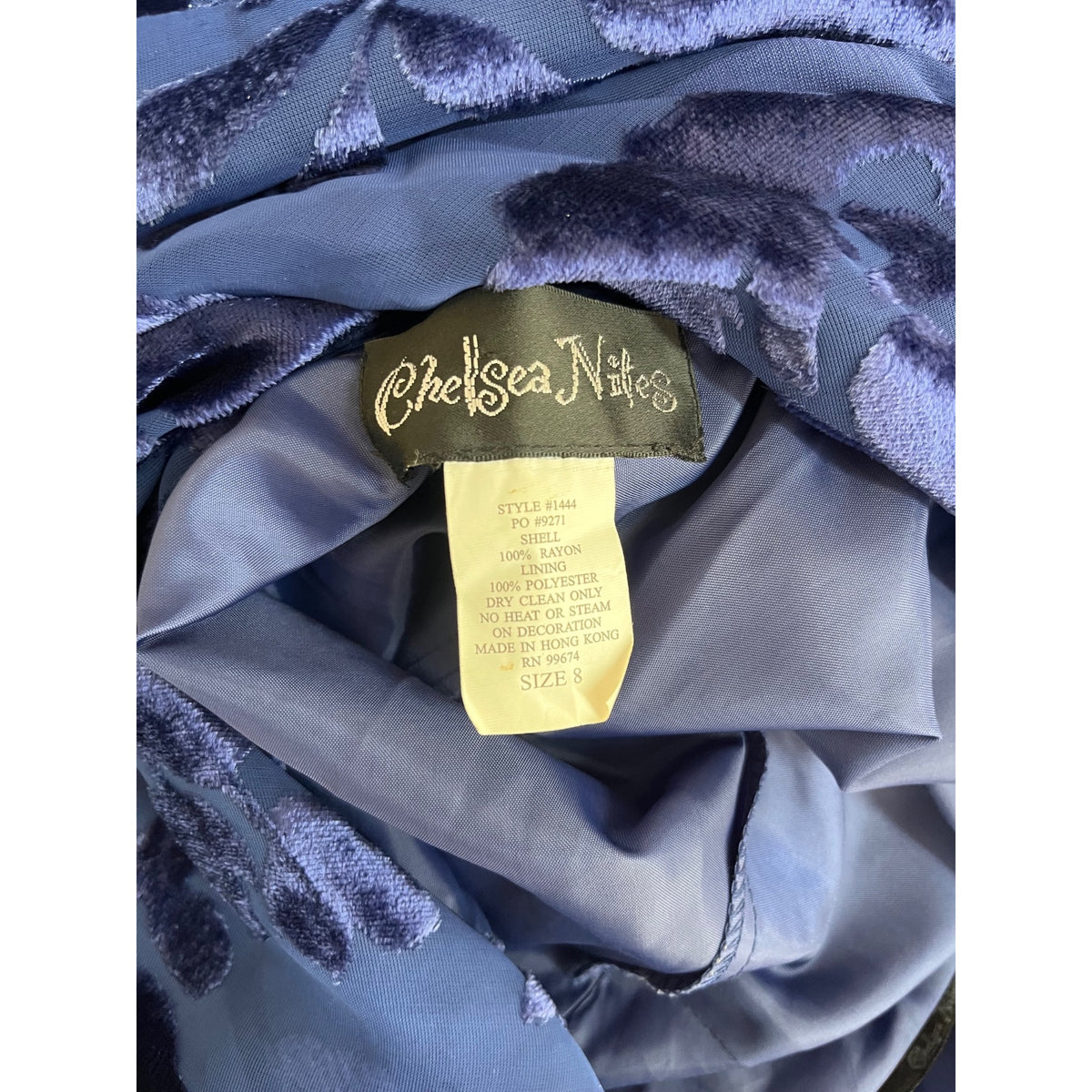 Chelsea Nites Floral Burnout Velvet Maxi Dress Blue Size 8
