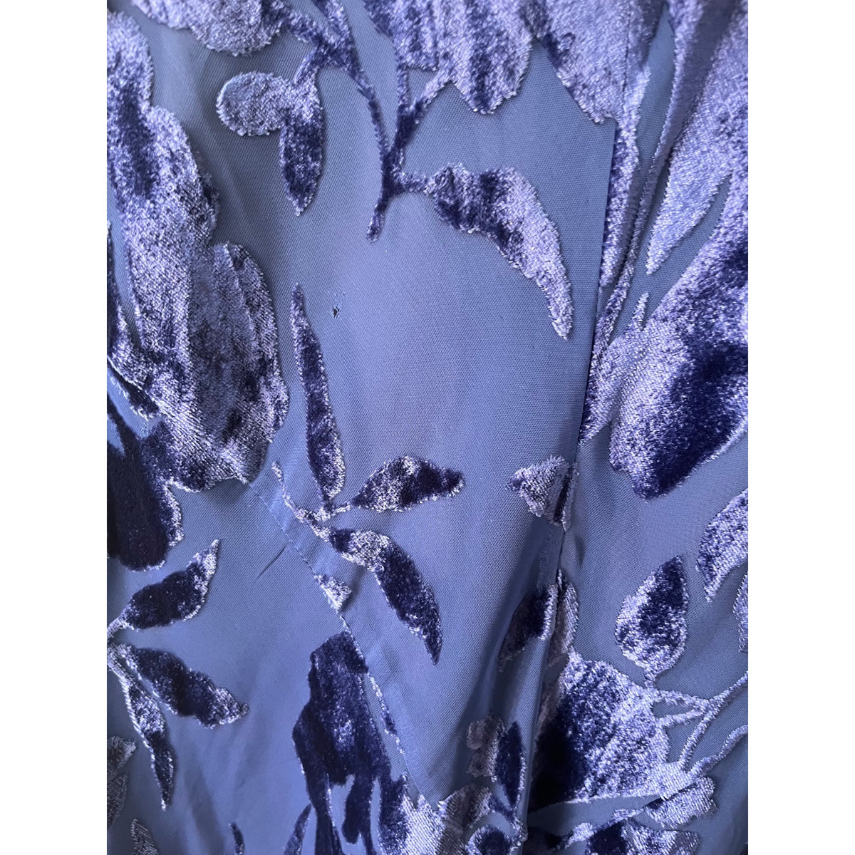 Chelsea Nites Floral Burnout Velvet Maxi Dress Blue Size 8