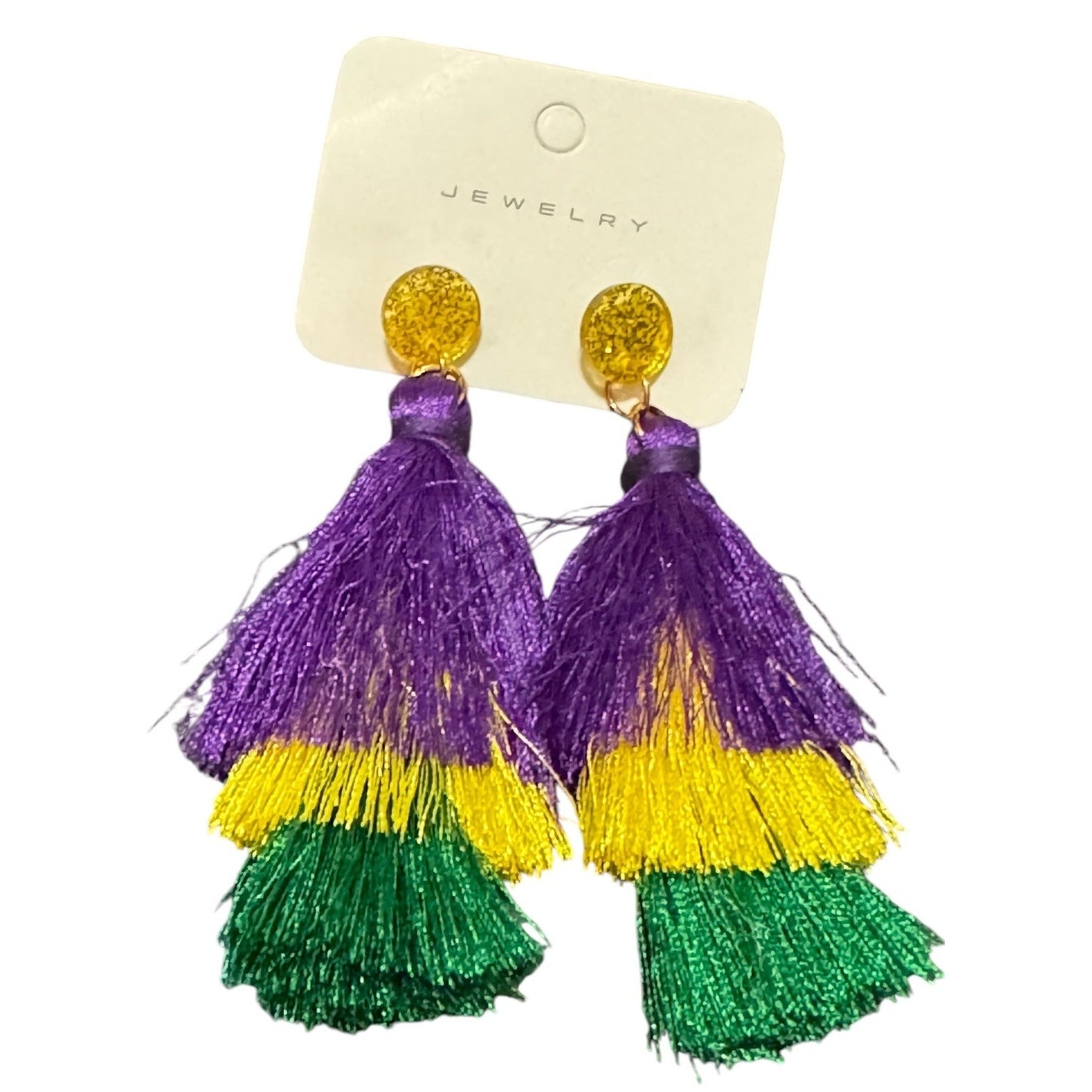 Mardi Gras Purple, Yellow, Green, Festive Tassel Earrings NEW