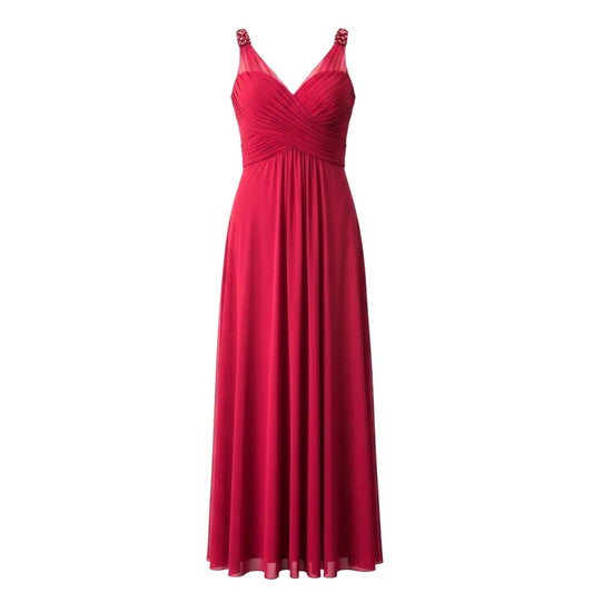 Adrianna Papell Red Sleeveless Beaded V-Neck Gown Formal Dress Size 2