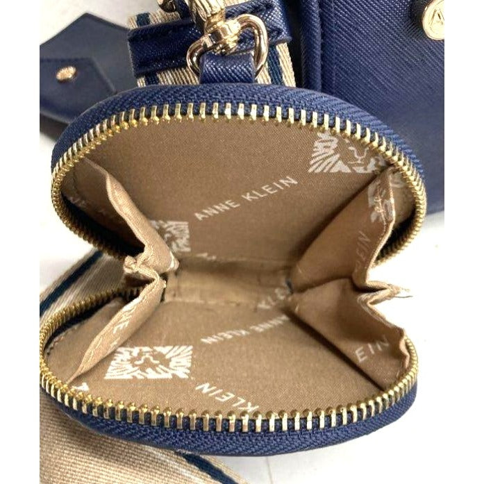 Anne Klein Navy Blue Tote Bag With Crossbody Strap & Coin Pouch