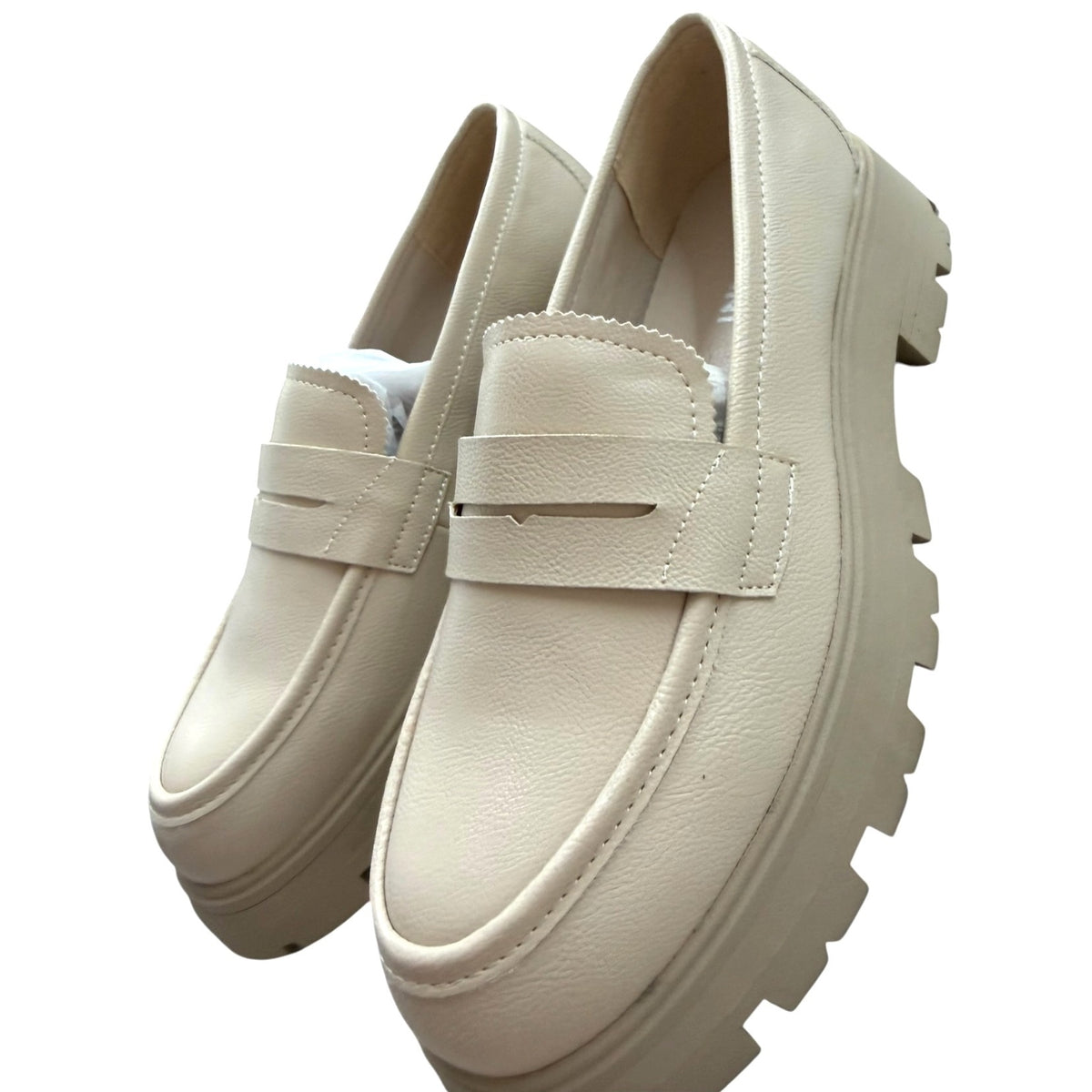 Cestfini Chunky Sole Beige Loafers For Women - Size 7.5