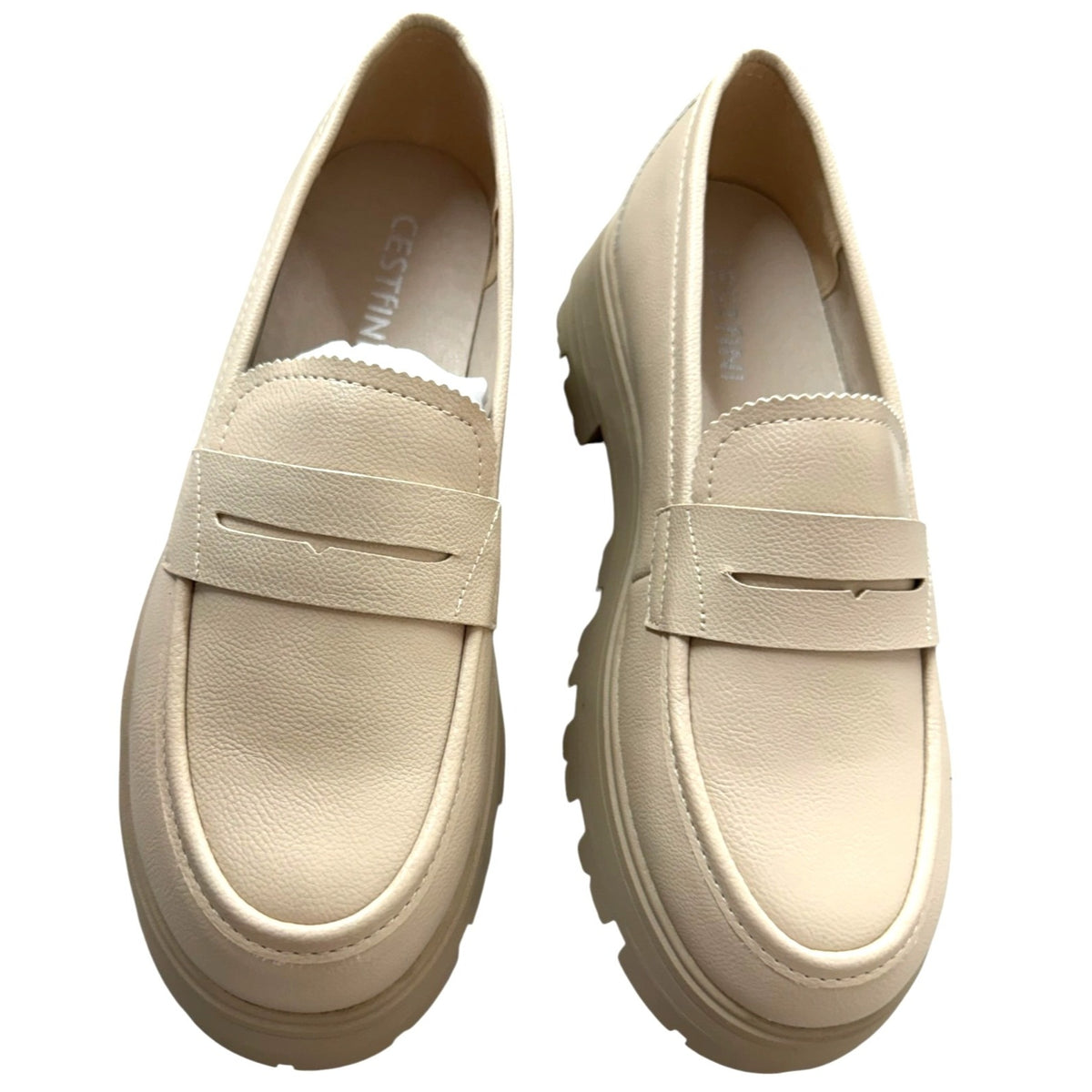 Cestfini Chunky Sole Beige Loafers For Women - Size 7.5