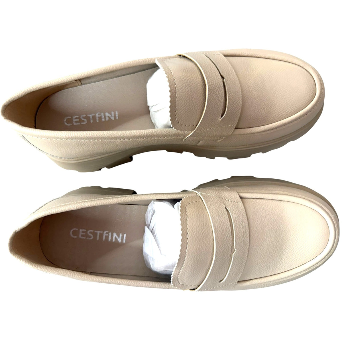 Cestfini Chunky Sole Beige Loafers For Women - Size 7.5