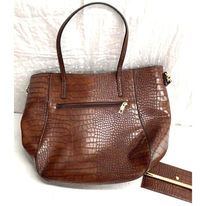 New Directions Brown Tote Bag W/ Matching Wristlet NWT