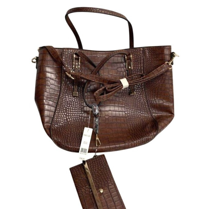 New Directions Brown Tote Bag W/ Matching Wristlet NWT