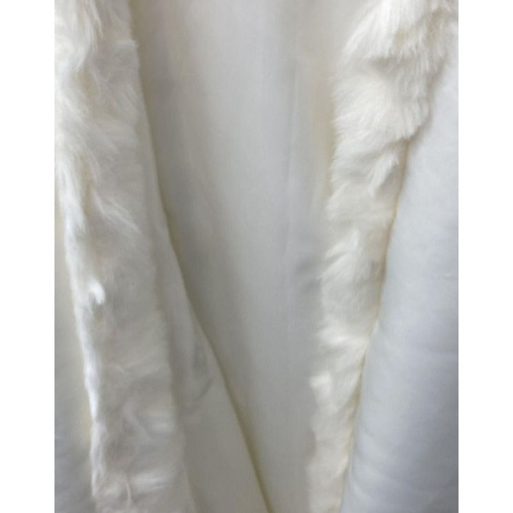 Ivory Satin Cap Faux Fir Long Cloak Formal Bridal Winter Wedding Cape with Hand Muffs