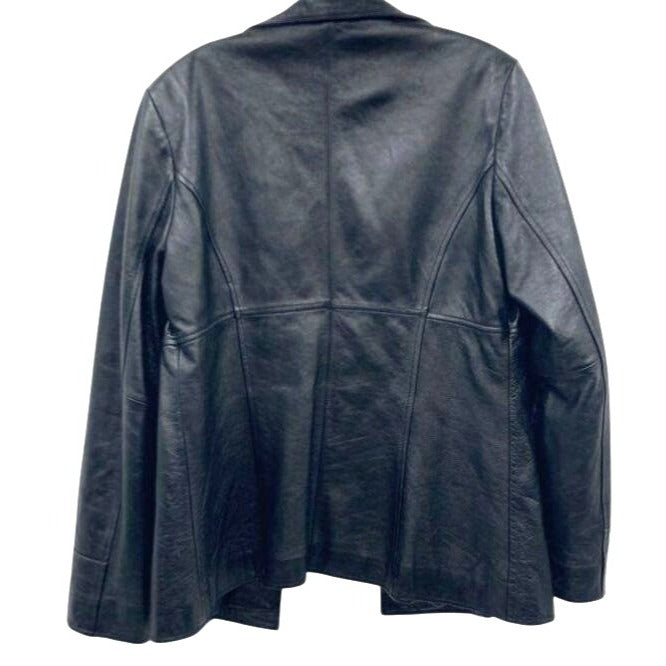 Wilsons Leather Women's Black Leather Three Button Blazer Jacket - M
