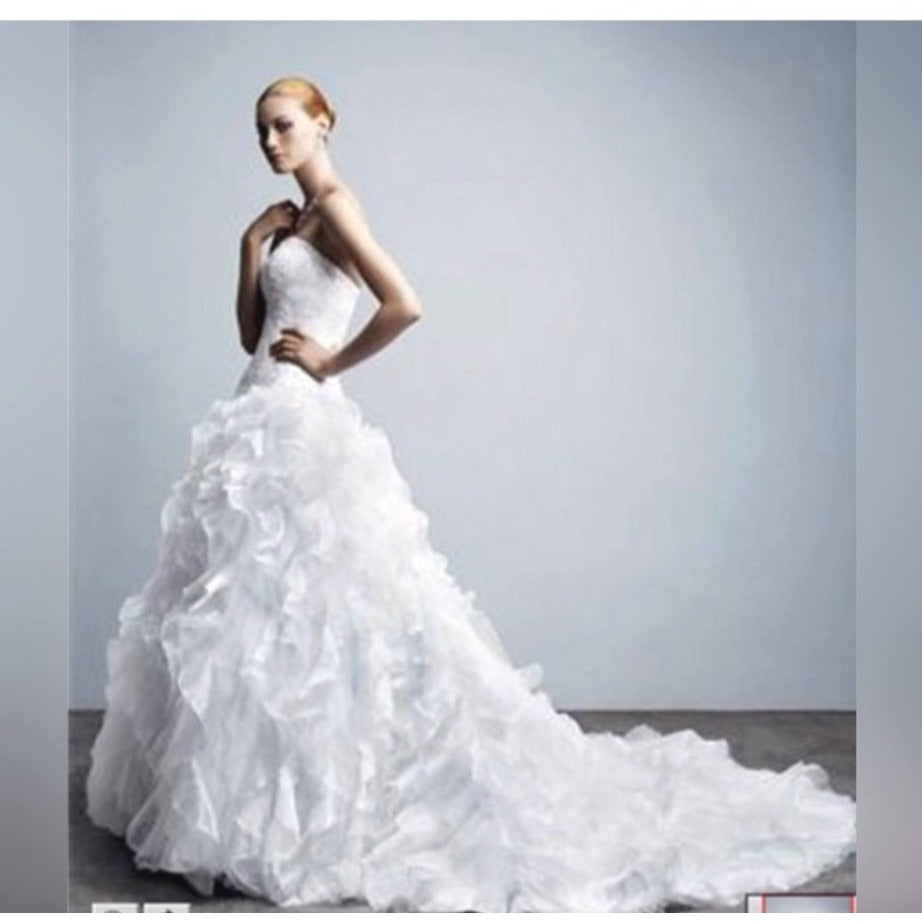 Monique Luo David's Bridal White Wedding Gown Size 8 CH515