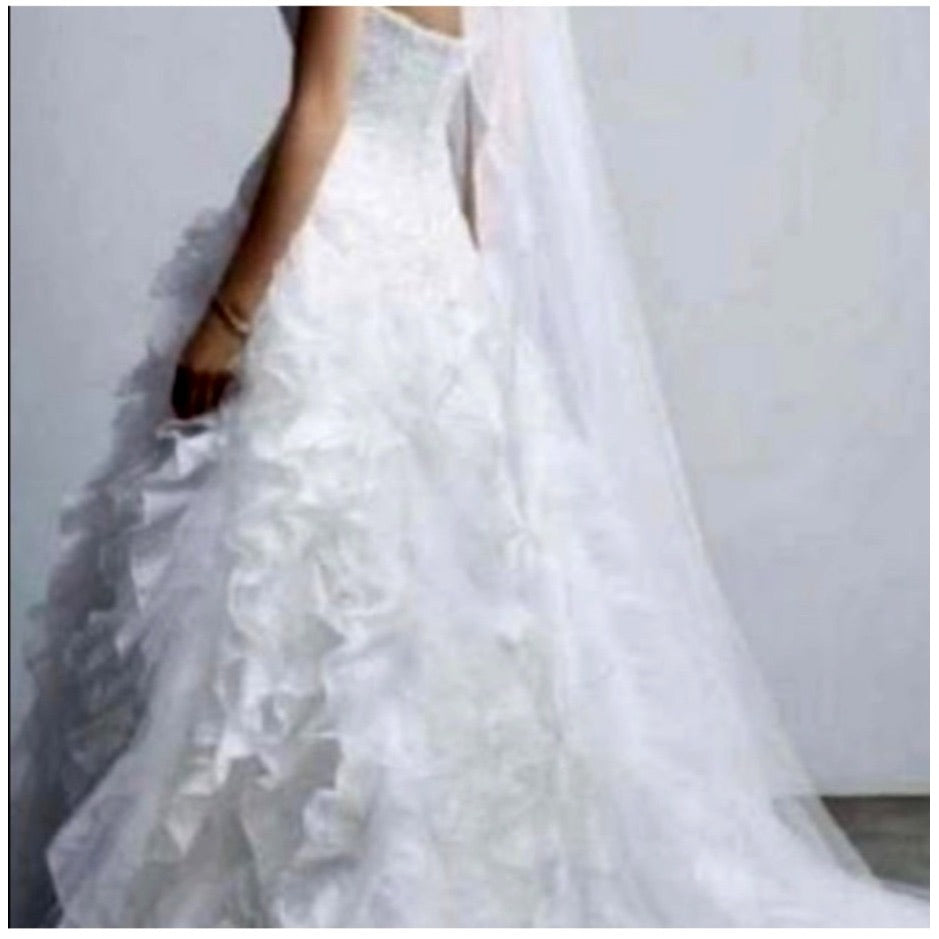 Monique Luo David's Bridal White Wedding Gown Size 8 CH515