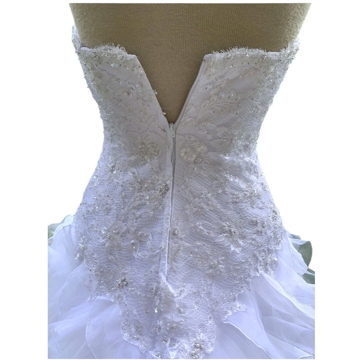 Monique Luo David's Bridal White Wedding Gown Size 8 CH515