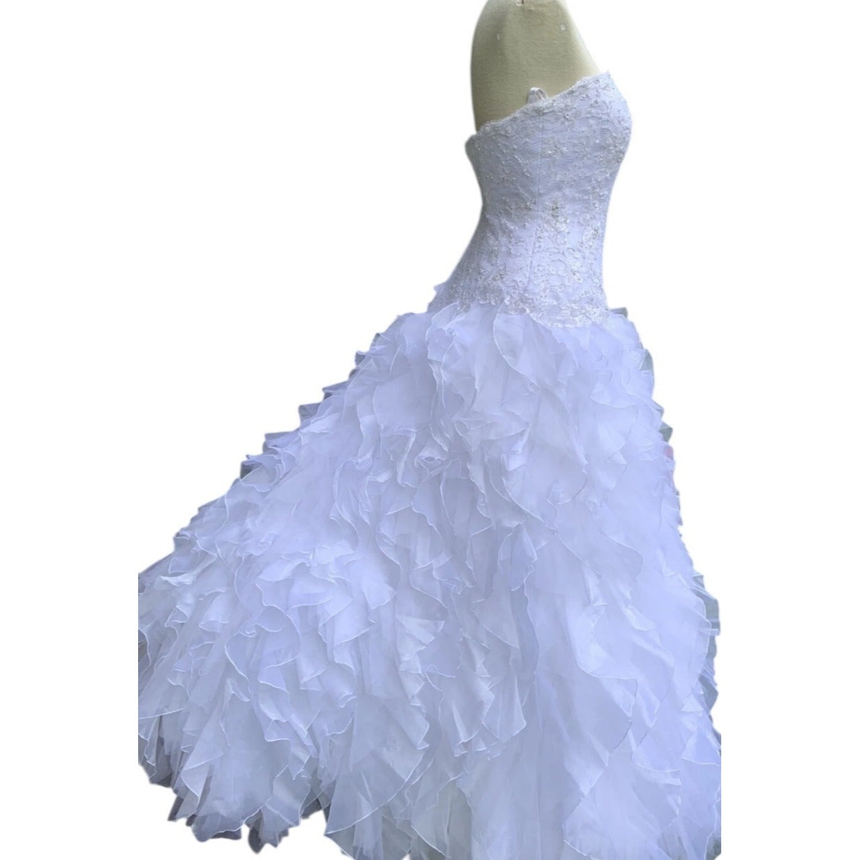 Monique Luo David's Bridal White Wedding Gown Size 8 CH515