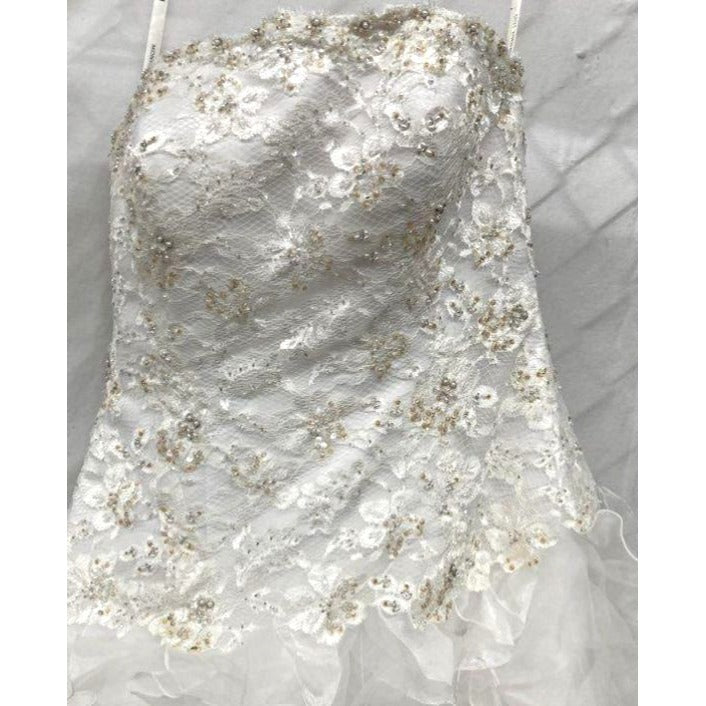 Monique Luo David's Bridal White Wedding Gown Size 8 CH515