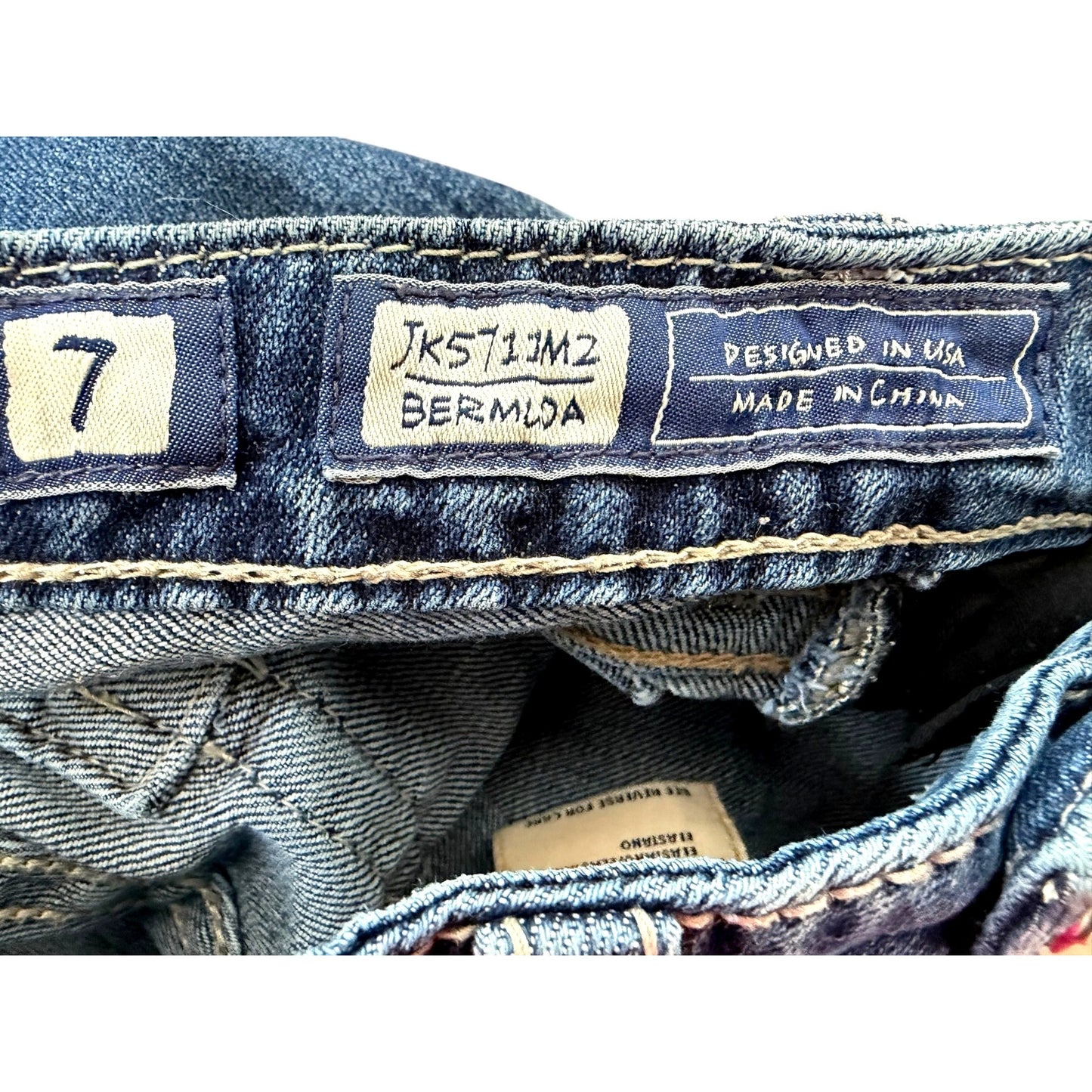 Miss Me Girls Bermuda Denim Shorts W/ Embroidered Crosses Size 7