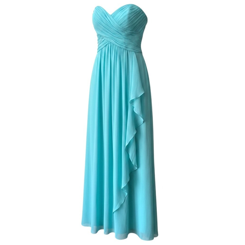 Strapless Teal Chiffon Gown By David's Bridal Size 6