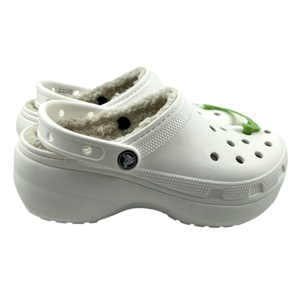 Women's Crocs Classic Platform Lined Clog W8 White NWT
