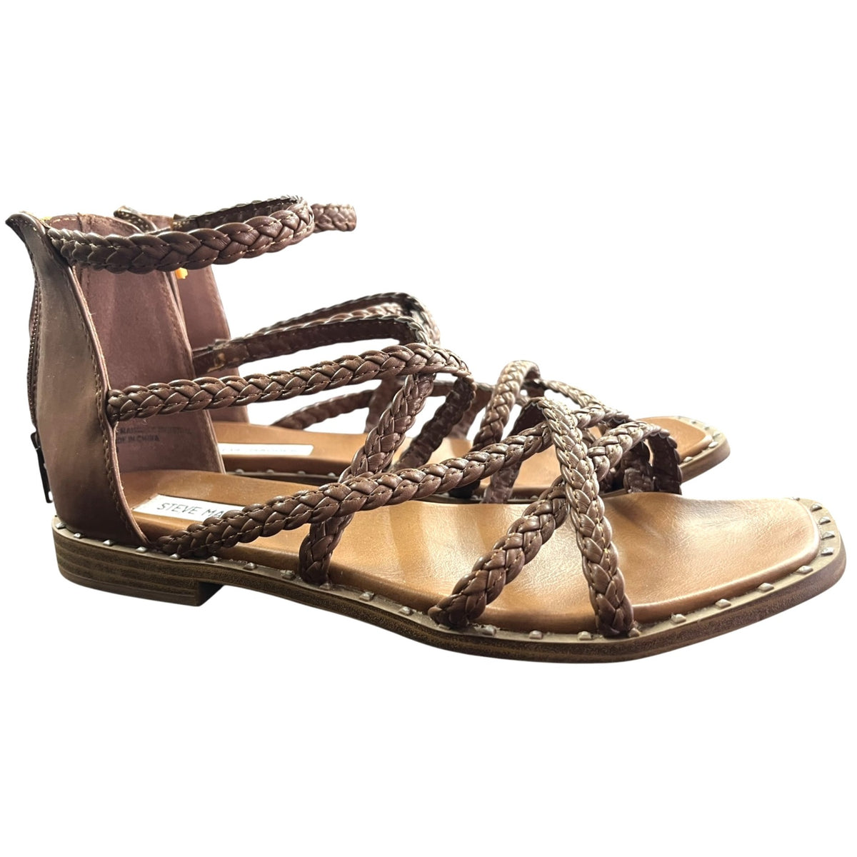 Steve Madden Tessi Brown Braided Gladiator Sandals Women's Size 8