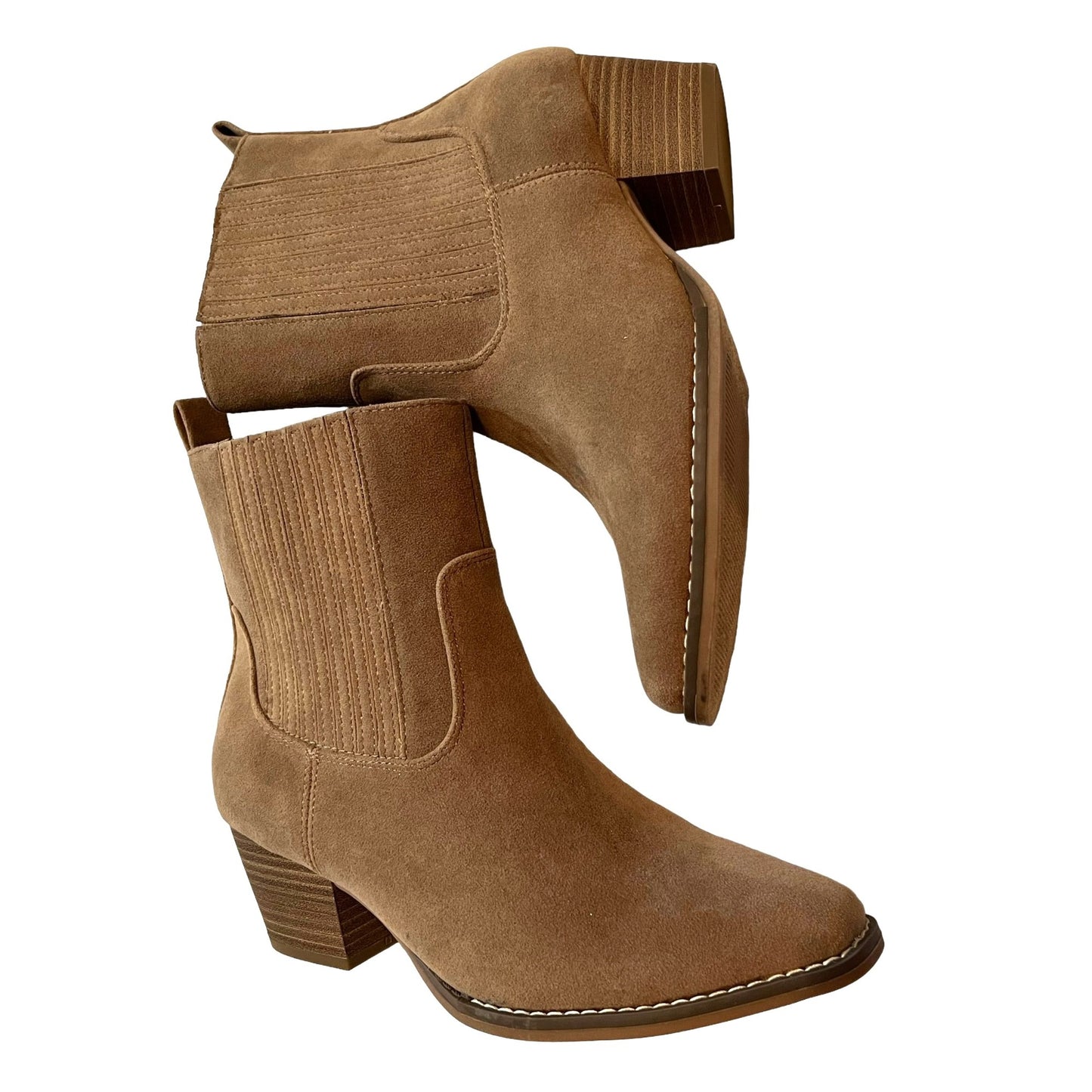 Universal Thread Tan Suede Western Ankle Boots With Memory Foam Size 8.5