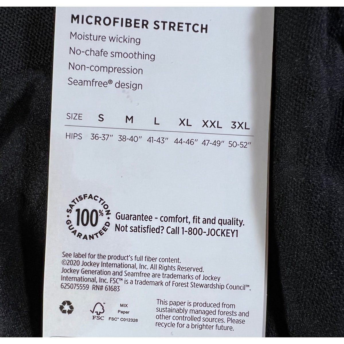Jockey Generation Women's XXL Black Seam Free Microfiber Half Slip With Wicking & No-Chafe Smoothing Design