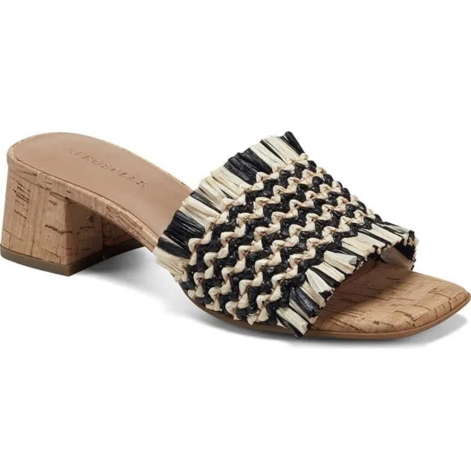 Aerosoles Raffia Braided Open-Toe Sandals With Cork Block Heel Size 5 NWOB