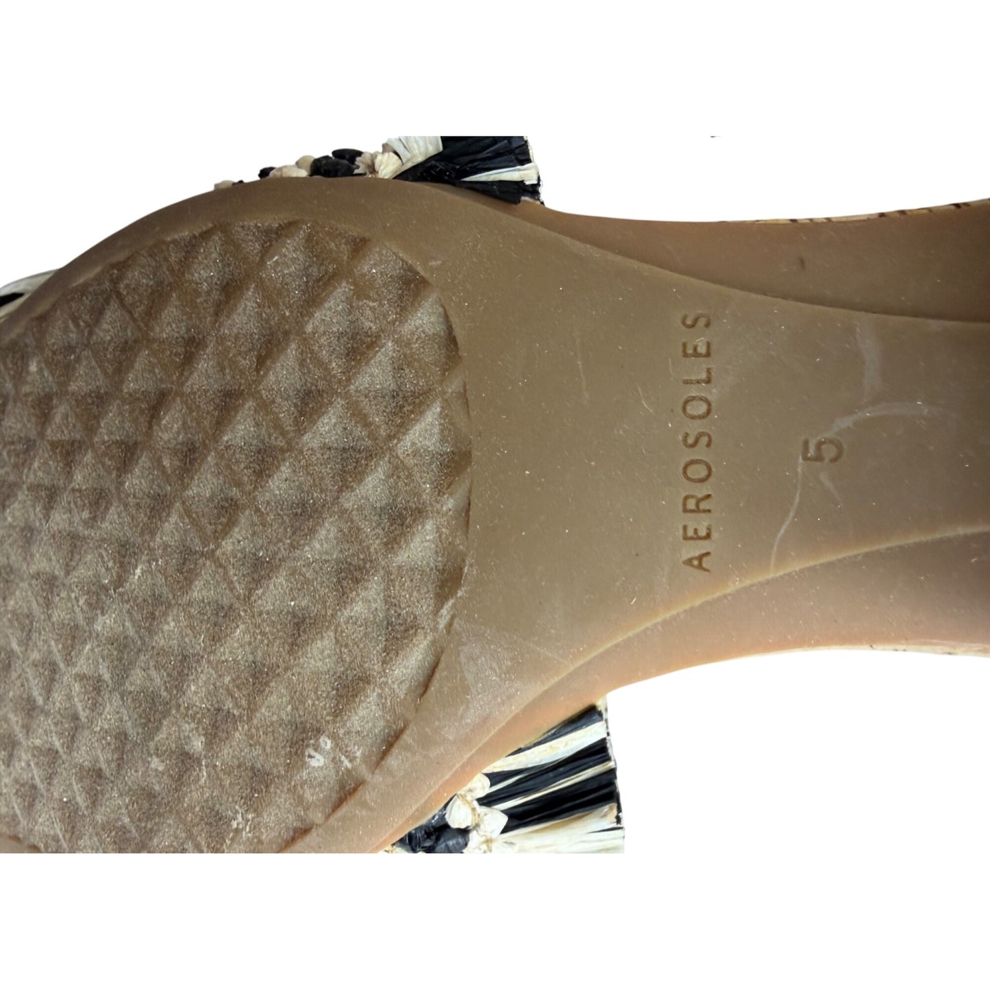 Aerosoles Raffia Braided Open-Toe Sandals With Cork Block Heel Size 5 NWOB