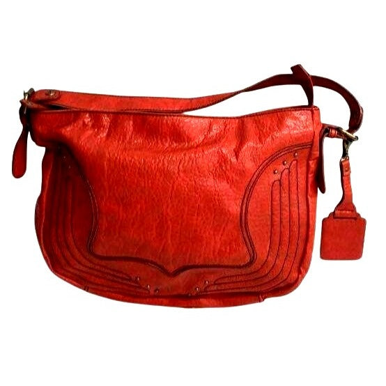 Jessica Simpson Red Shoulder Bag With Cheetah Print Liner