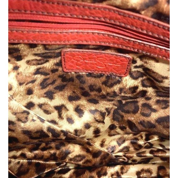 Jessica Simpson Red Shoulder Bag With Cheetah Print Liner