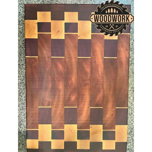 Beeswax, Mahogany, Purple Heart, & Maple Handmade End Grain Wooden Cutting Board