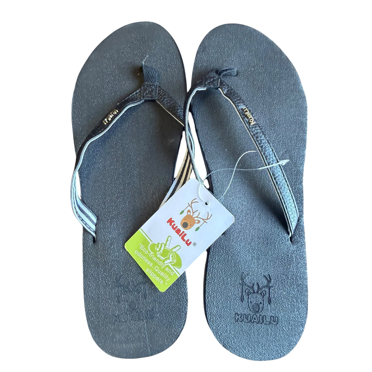 KuaiLu Women's Yoga Foam Flip Flops Black Eco-Friendly US 9.5