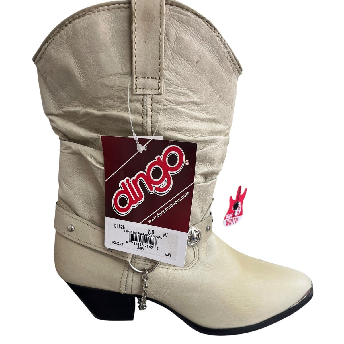 Dingo Women's Tan Leather Slouch Boots With Star Detail Size 7.5W NWT