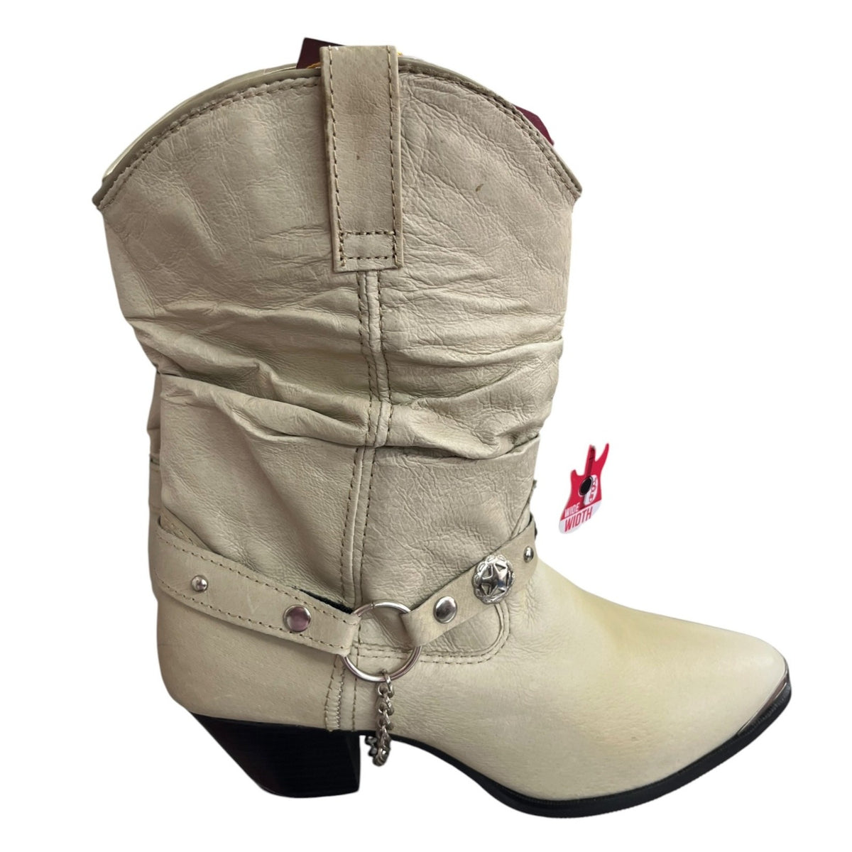 Dingo Women's Tan Leather Slouch Boots With Star Detail Size 7.5W NWT