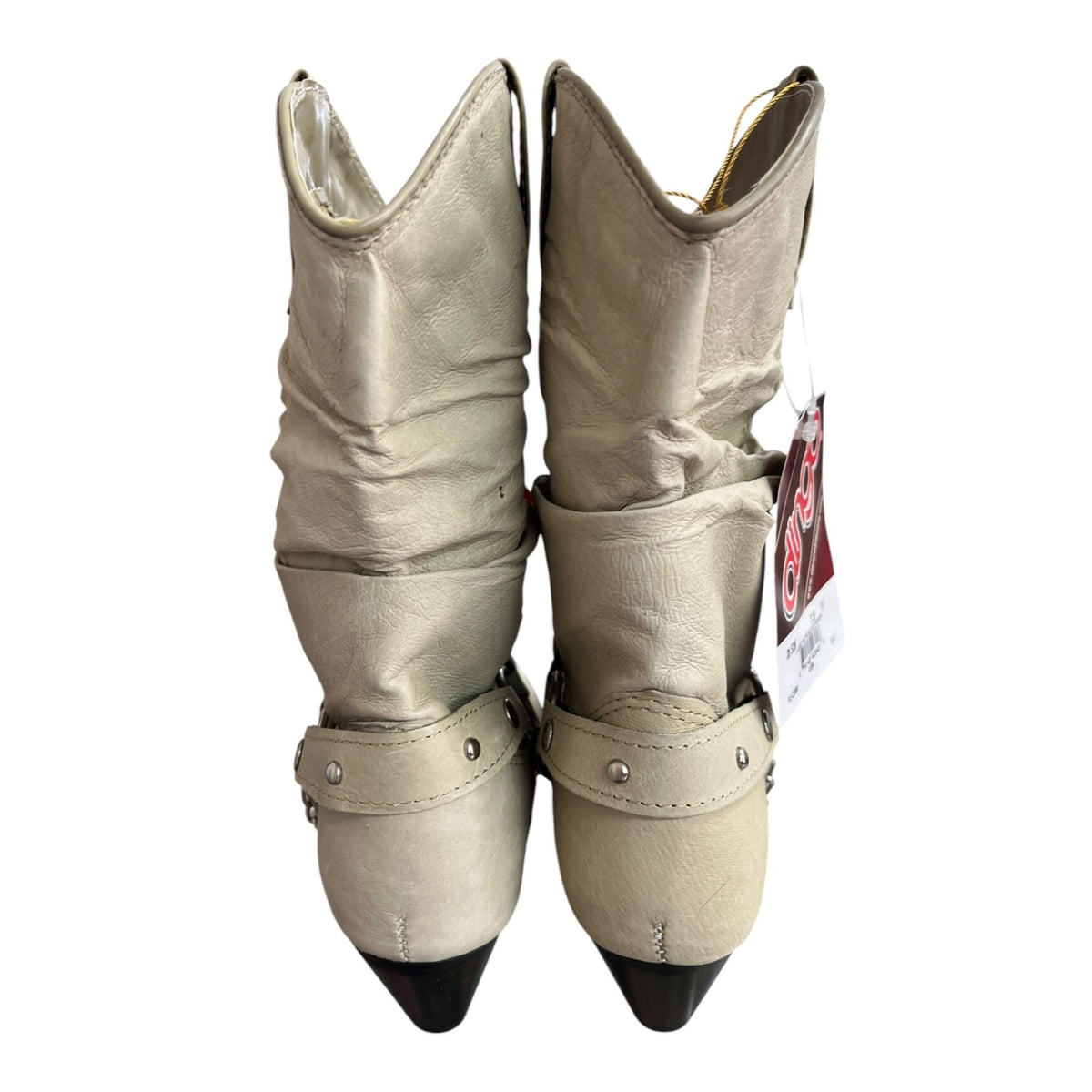 Dingo Women's Tan Leather Slouch Boots With Star Detail Size 7.5W NWT