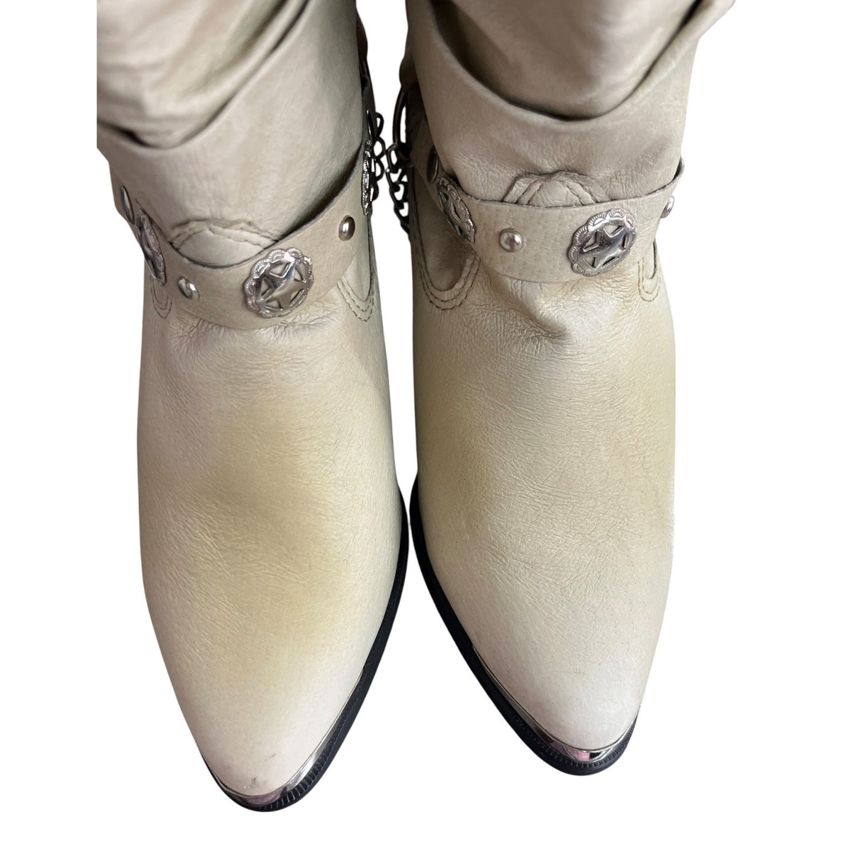 Dingo Women's Tan Leather Slouch Boots With Star Detail Size 7.5W NWT