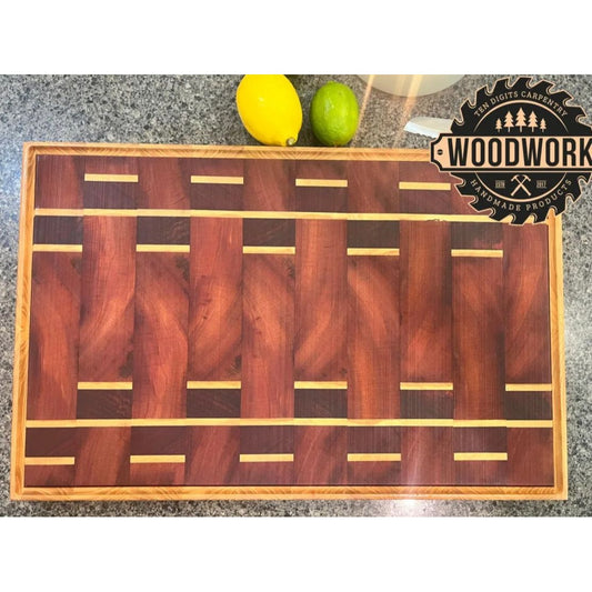 Handcrafted Wooden Cutting Board With Intricate Inlay Design & Juice Groove