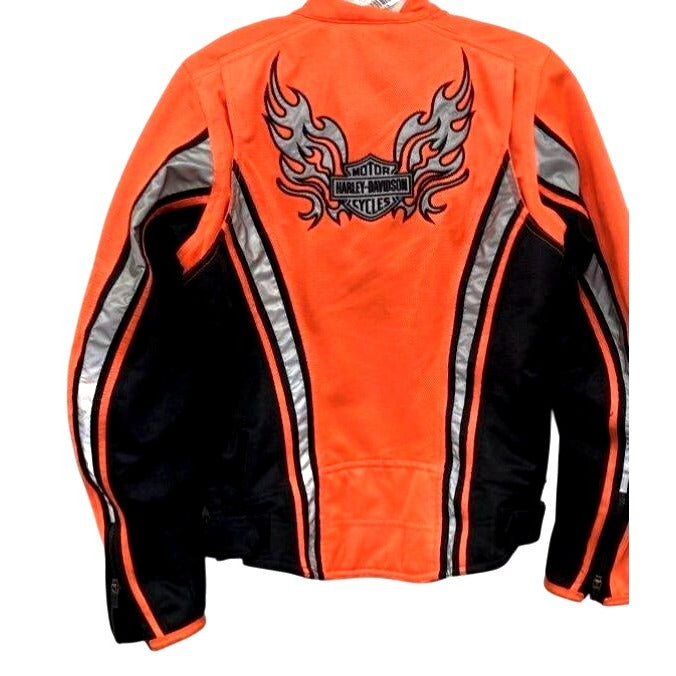 Harley-Davidson Women's Mesh Motorcycle Jacket Orange/Black/Silver Size Small Protective Wear