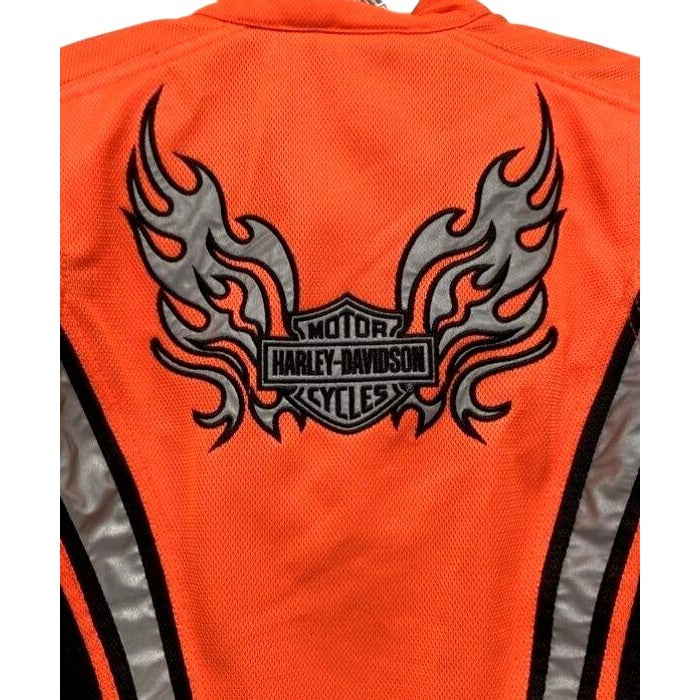 Harley-Davidson Women's Mesh Motorcycle Jacket Orange/Black/Silver Size Small Protective Wear