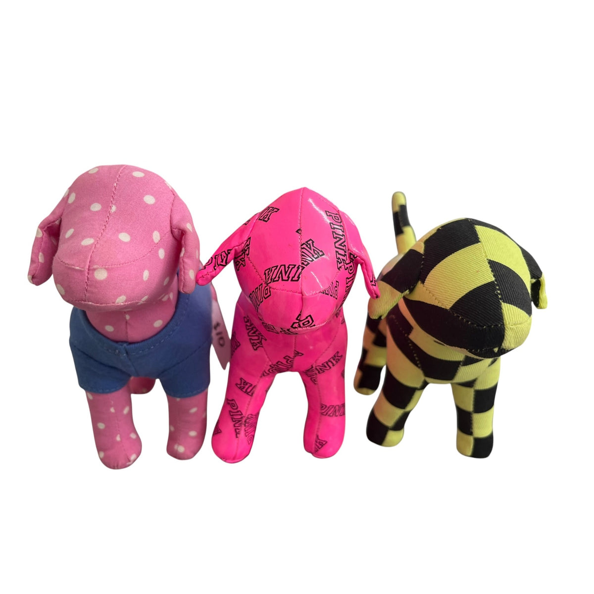 Set Of 3 Victoria's Secret Pink Logo Dog Plush Collectibles Assorted Designs