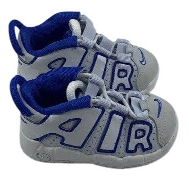 Nike Little Kids Air More Uptempo Sneakers Blue White 4C Basketball Shoes