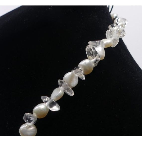 Pearl & Quartz Beaded Necklace 45.1g .925 Clasp