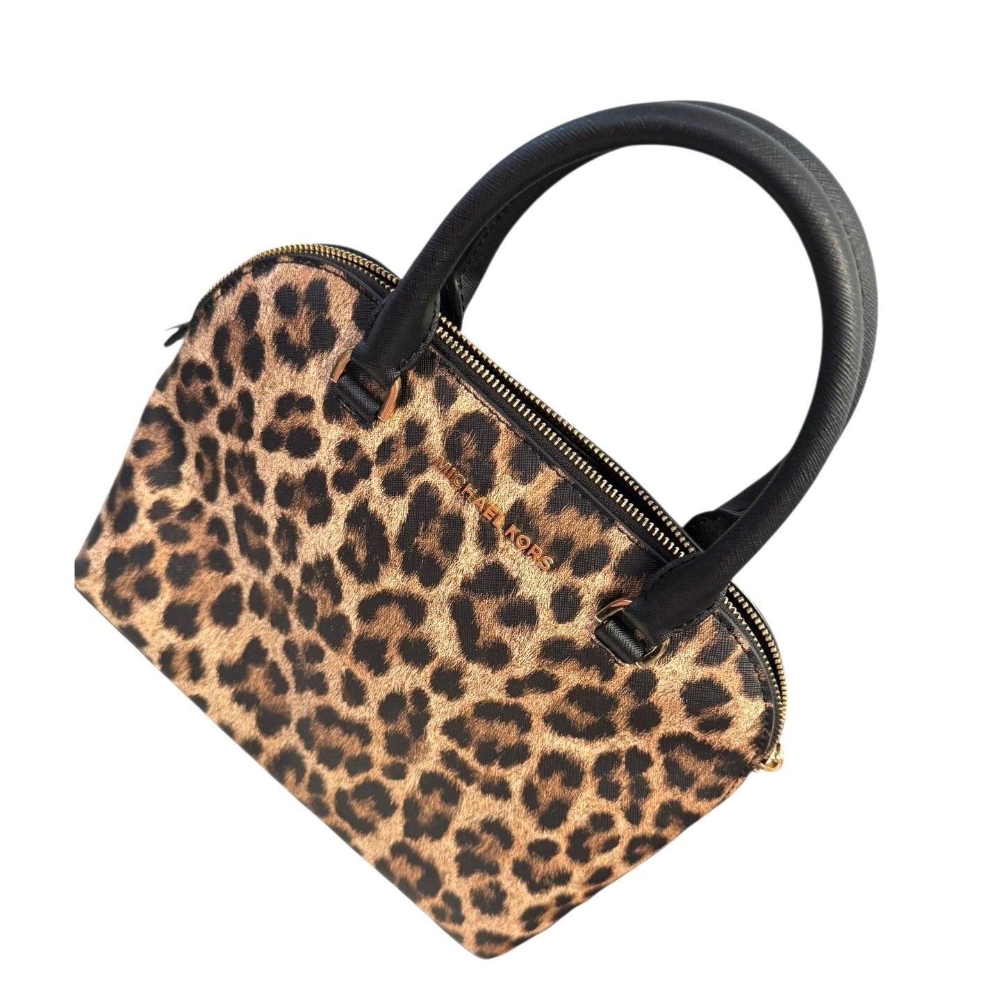 Michael Kors Leopard Print Convertible Satchel Handbag With Adjustable/Removable Strap