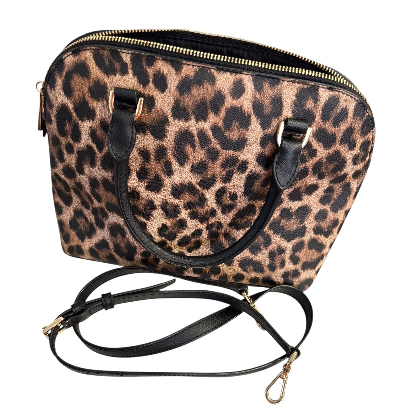 Michael Kors Leopard Print Convertible Satchel Handbag With Adjustable/Removable Strap