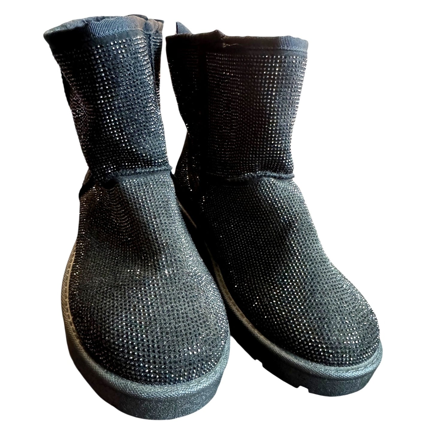 Torrid Black Rhinestone Glitter Winter Boots With Faux Fur Lining Women's 10 NWOB