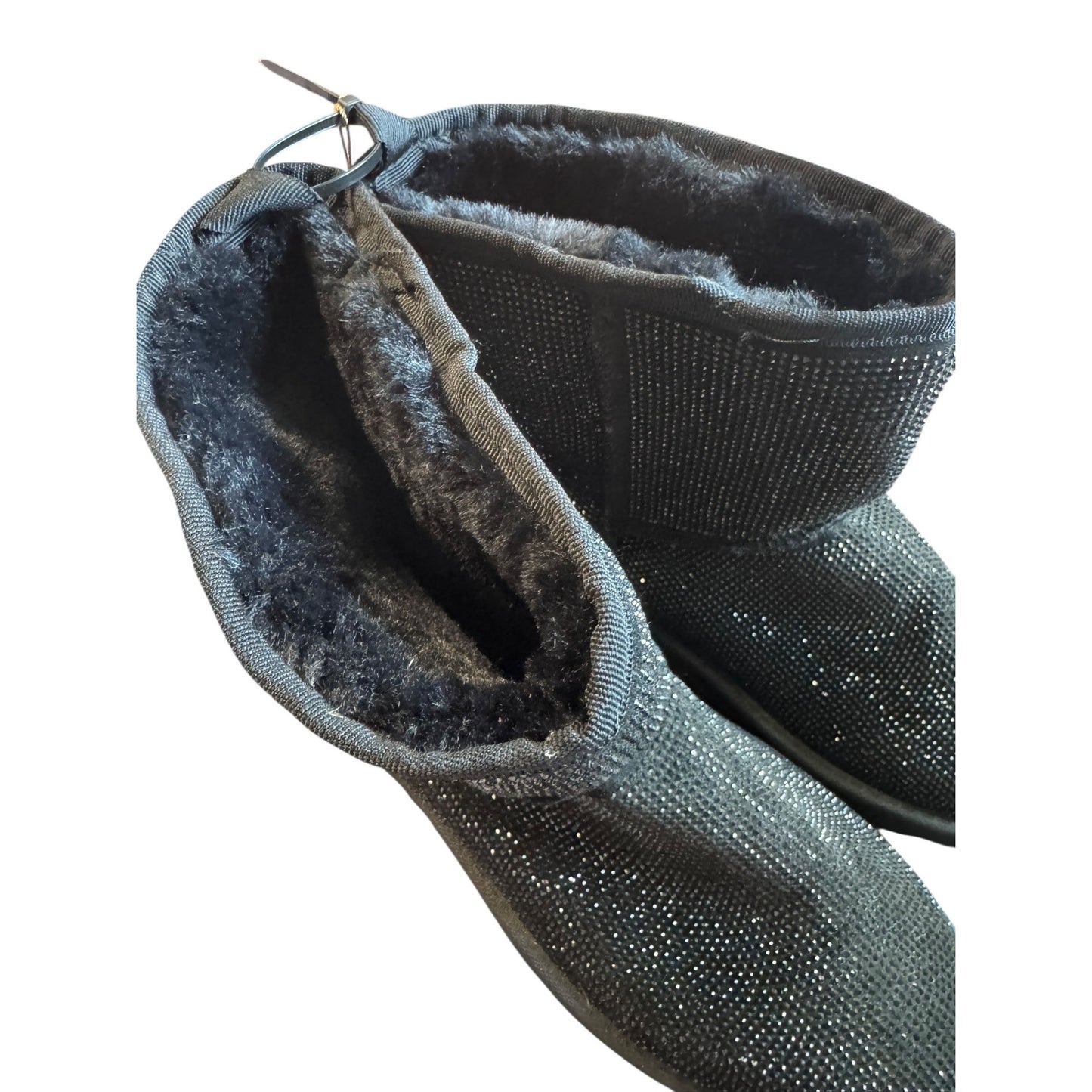 Torrid Black Rhinestone Glitter Winter Boots With Faux Fur Lining Women's 10 NWOB