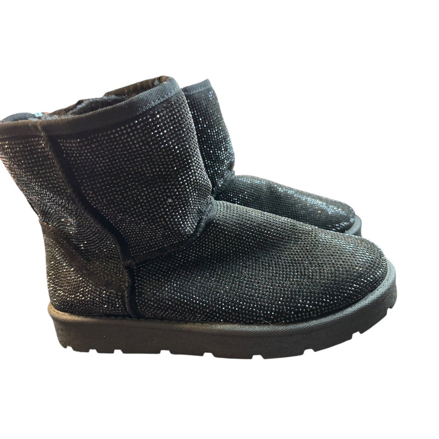 Torrid Black Rhinestone Glitter Winter Boots With Faux Fur Lining Women's 10 NWOB