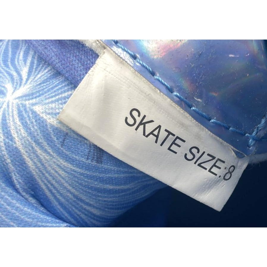 Holographic Blue High-Top Quad Roller Skates With Marbled Wheels - Size 8 - By JajaRolls