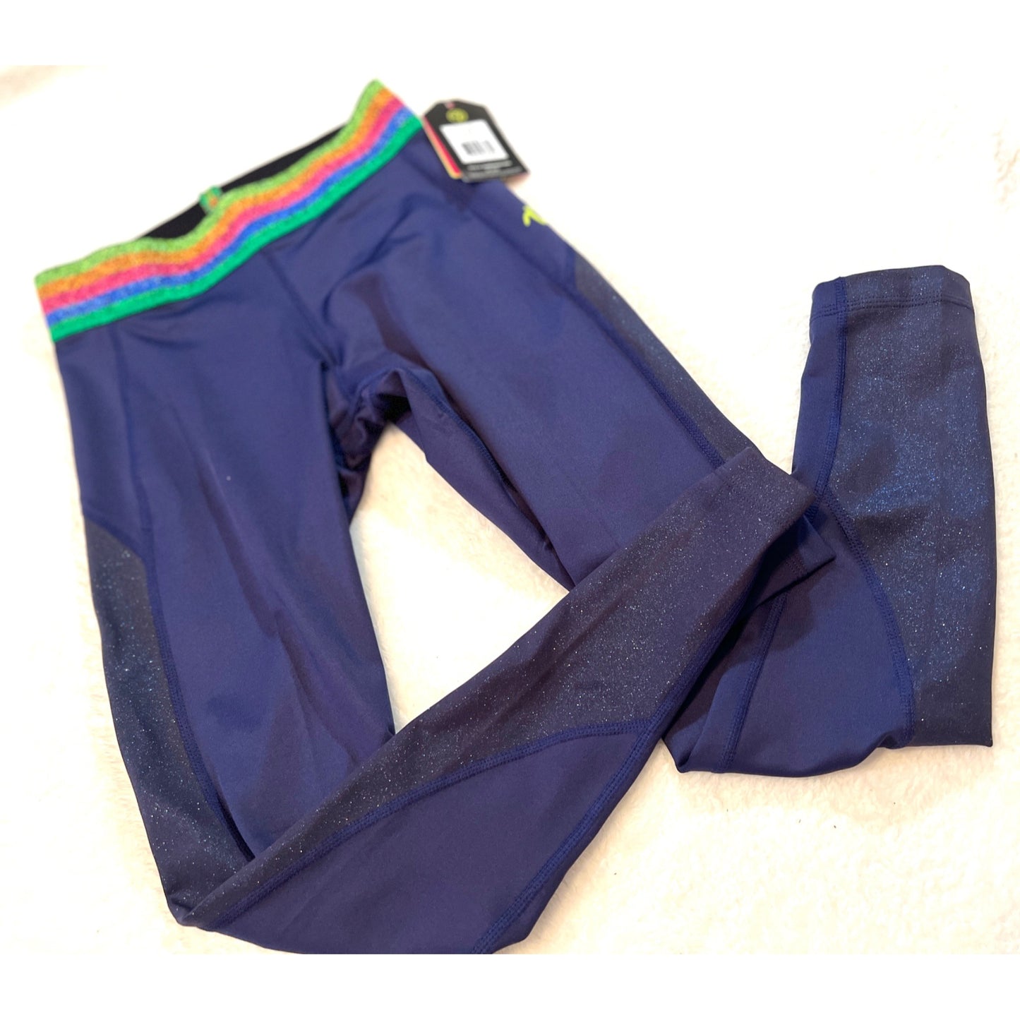 All That Glitters Is Zumba Ankle Leggings Night Sky XS Rainbow Waistband
