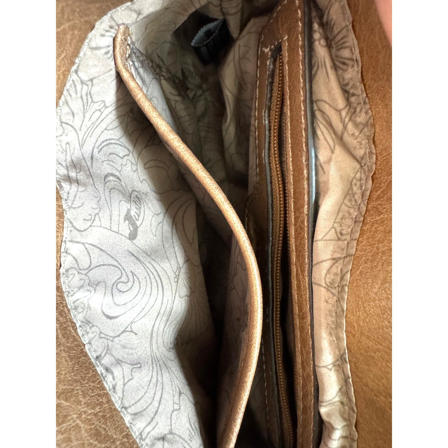 Justin Women's Small Crossbody Purse W/ Brindle Trim & Painted Pony Tooled Leather