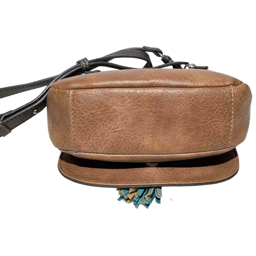 Justin Women's Small Crossbody Purse W/ Brindle Trim & Painted Pony Tooled Leather