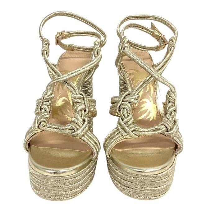 Dannijo Gianni Bini Metallic Braided Platform Sandals Size 12