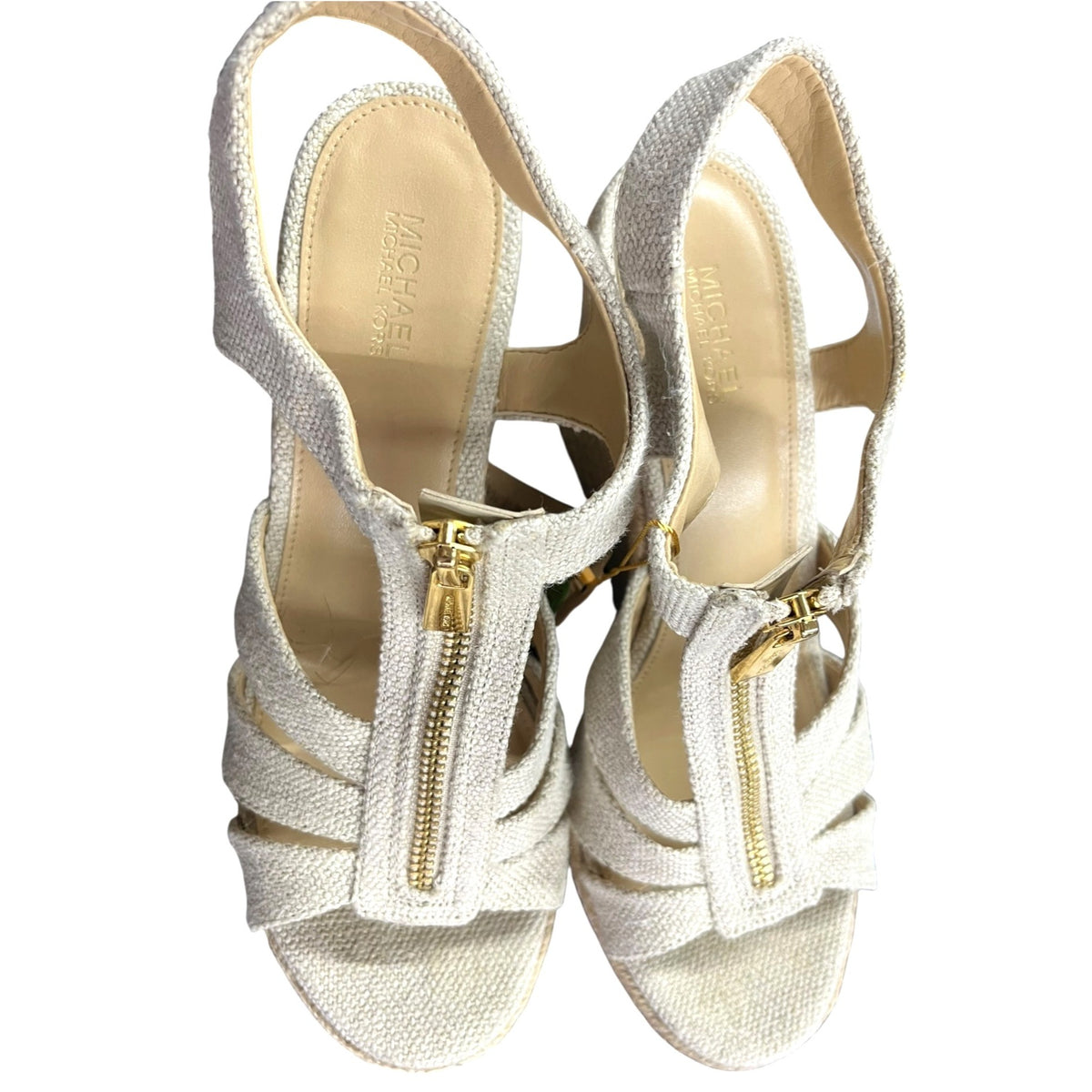 Michael Kors Women's Beige Wedge Sandals SZ 8
